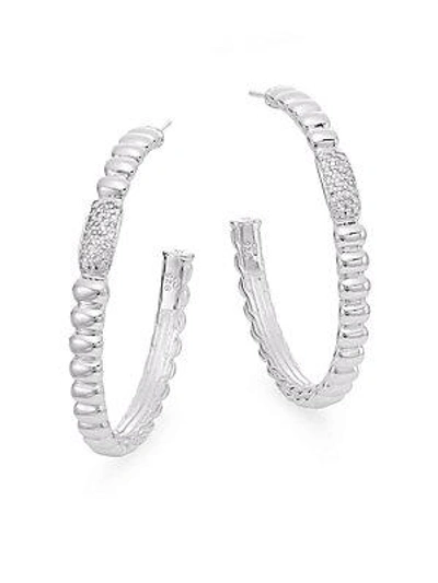 John Hardy Bedeg 0.30 Tcw Diamond & Sterling Silver Hoop Earrings/1.5"
