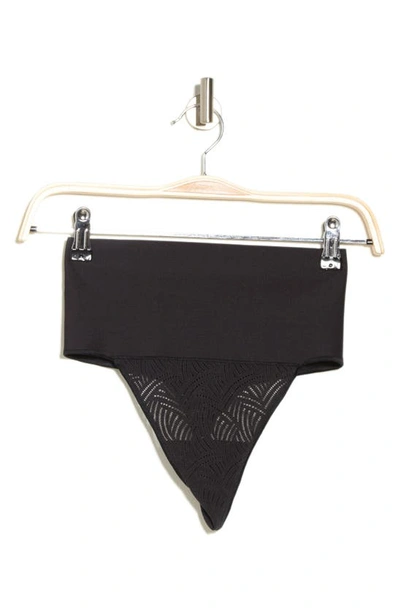 Maidenform Tame Your Tummy Lace Thong Dm0049 In Black Swing Lace
