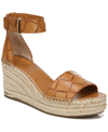 Franco Sarto Clemens Espadrille Wedge Sandals Women's Shoes In Cuoio Embossed Woven Leather