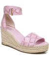 Franco Sarto Clemens Espadrille Wedge Sandals Women's Shoes In Pink Embossed Woven Leather