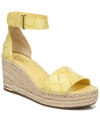 Franco Sarto Clemens Espadrille Wedge Sandals Women's Shoes In Canary Embossed Woven Leather