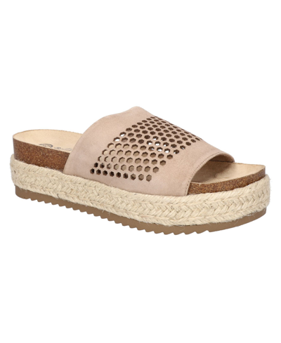 Bella Vita Women's Beverly Platform Slide Sandals Women's Shoes In Almond Suede Leather