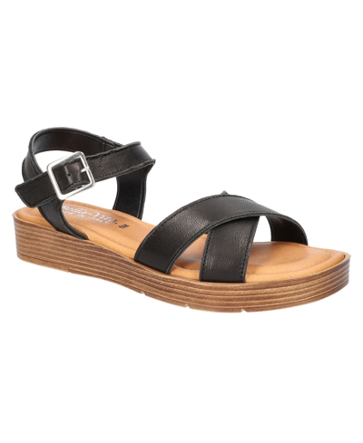 Bella Vita Car-italy Womens Leather Ankle Strap Wedge Sandals In Black