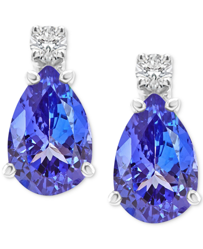 Macy's Tanzanite (3/4 Ct. T.w.) & Diamond Accent Stud Earrings In 14k White Gold