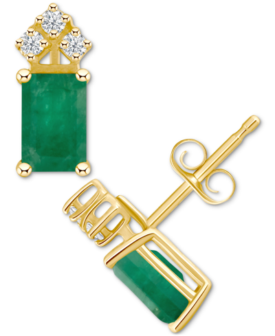 Macy's Ruby (1-3/8 Ct. T.w.) & Diamond (1/8 Ct. T.w.) Crown Stud Earrings In 14k Gold (also In Emerald & Ta