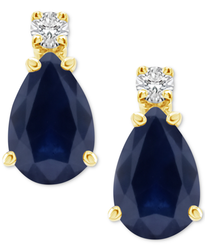 Macy's Sapphire (1-7/8 Ct. T.w.) & Diamond Accent Stud Earrings In 14k Gold (also In Emerald & Ruby)
