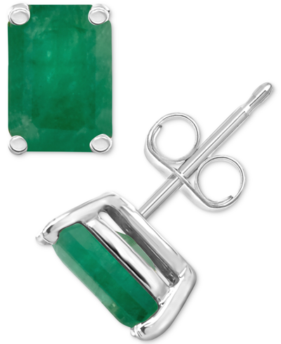 Macy's Ruby Stud Earrings (1-3/8 Ct. T.w.) In 14k White Gold (also In Emerald)