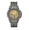 Bulova Men's Octava Automatic Crystal-accent Gray Stainless Steel Bracelet Watch 41.7mm In Gold / Gold Tone / Gray / Skeleton