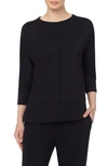 Jones New York Women's Serenity Knit 3/4 Sleeve Tunic Top, Regular & Petite In Black