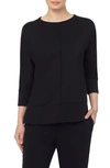 Jones New York Women's Petite Serenity Knit 3/4 Sleeve Tunic Top In Black