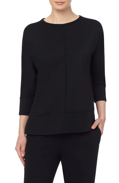 Jones New York Women's Serenity Knit Tunic With Three Quarter Length Dolman Sleeves And Seam Details In Black