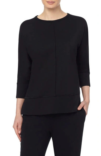 Jones New York Women's Petite Serenity Knit 3/4 Sleeve Tunic Top In Jones Black