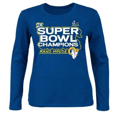 Fanatics Branded Royal Los Angeles Rams Super Bowl Lvi Champions Parade Long Sleeve Scoop Neck Plus