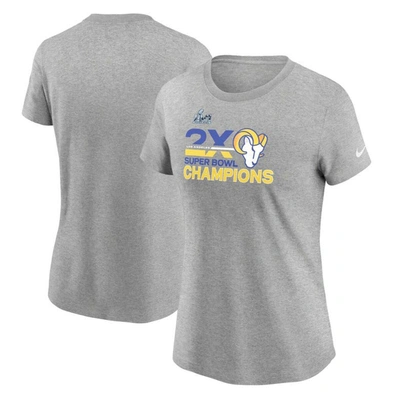 Nike Women's  Heather Gray Los Angeles Rams 2-time Super Bowl Champions T-shirt In Heathered Gray