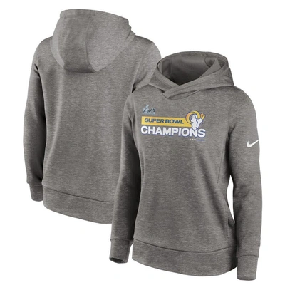Nike Women's  Heather Charcoal Los Angeles Rams Super Bowl Lvi Champions Pullover Hoodie In Heathered Charcoal