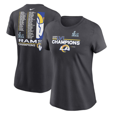 Nike Women's Super Bowl Lvi Champions Roster (nfl Los Angeles Rams) T-shirt In Anthracite