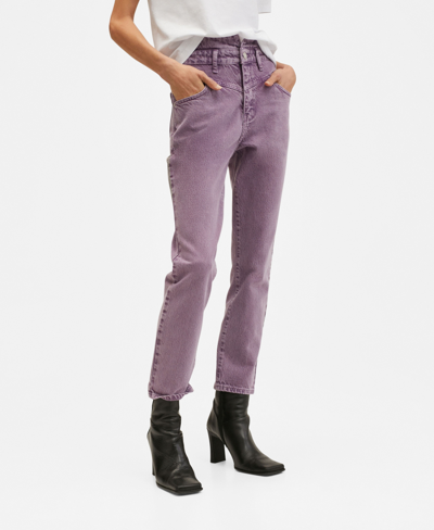 Mango Women's Slim-fit High Waist Jeans In Purple