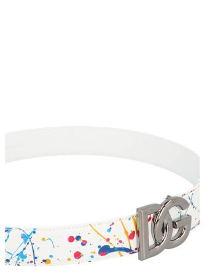 Dolce & Gabbana Abstract-print Buckle Belt In White