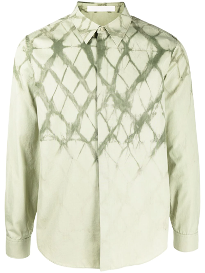 Dion Lee Unisex Shibori Print Button-up Shirt In Moss