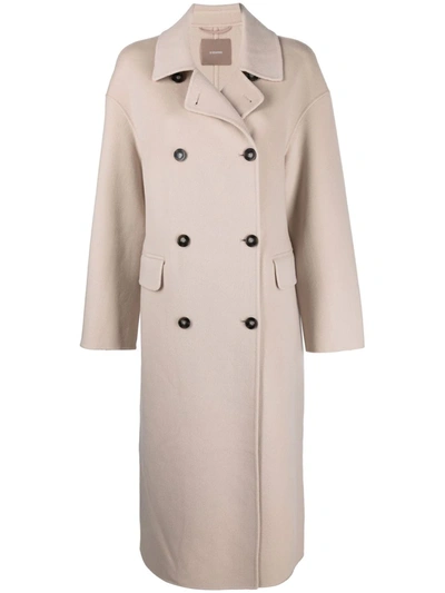 12 Storeez Double-breasted Mid-length Coat In Nude