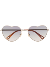 Chloé 59mm Gradient Heart Shape Sunglasses In Gold