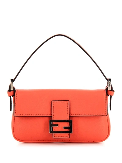 Pre-owned Fendi Mini Ff Baguette Handbag In Pink