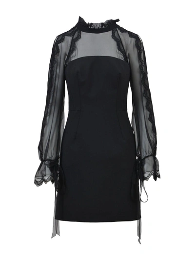 Alberta Ferretti Sheer Panel Dress In Black