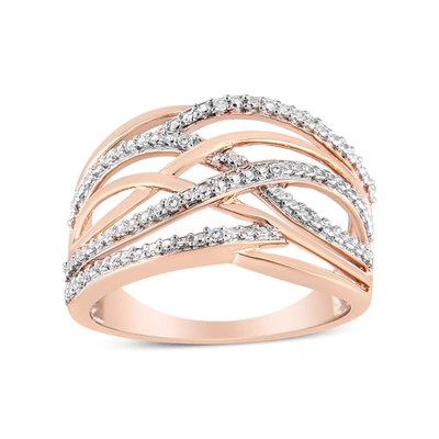 Haus Of Brilliance 14k Rose Gold Plated .925 Sterling Silver Diamond Accent Crossover Ring (i-j Color, I2-i3 Clarity) In Gold Tone,pink,rose Gold Tone,silver Tone