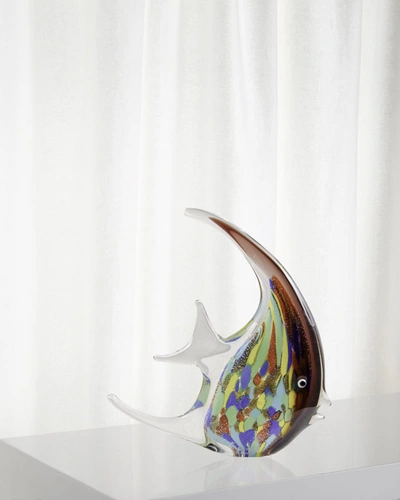 Dale Tiffany Banner Art Glass Fish Sculpture - 7.5" X 1.5" X 7.75"