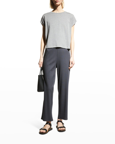 Eileen Fisher Petite Rib-knit Cropped Pant In Graphite