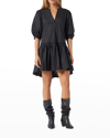 Joie Courtrine Mini Cotton Dress In Black