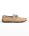 Ferragamo Men's Parigi Eco Suede Leather Driving Loafers In Cashew