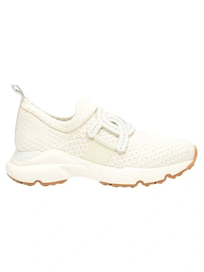 Tod's Sportivo Run Leather-trimmed Knitted Slip-on Sneakers In White