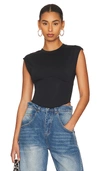 Good American Scuba Tee Thong Bodysuit In Black001