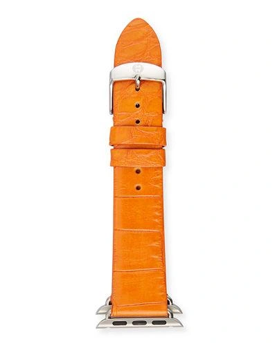 Michele 38mm Alligator Strap For Apple Watch In Orange