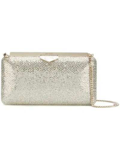 Jimmy Choo Ellipse Glitter Clutch - Beige In Platinum Ice