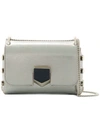 Jimmy Choo Lockett Mini Vintage Silver Etched Metallic Spazzolato Shoulder Bag