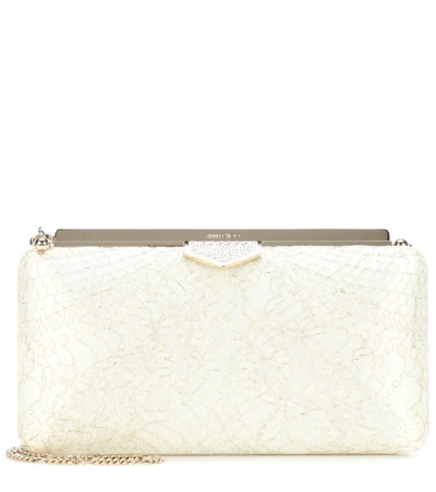 Jimmy Choo Ellipse Champagne Sparkly Lace Clutch Bag