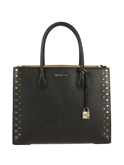 Michael Kors Black Studded Mercer Tote Bag