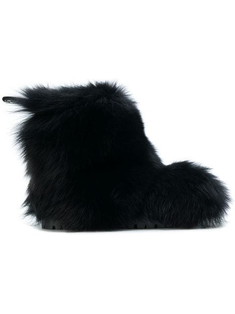 black fox fur boots