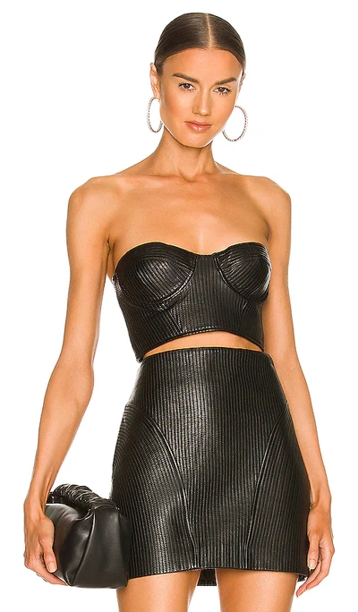 Lovers & Friends Roi Leather Bustier In Black