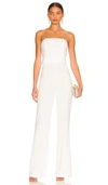 Alice And Olivia Lavera Faux Leather Jumpsuit In Off White