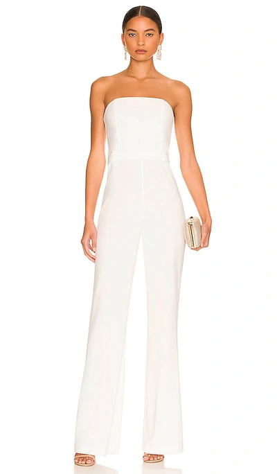 Alice And Olivia Lavera Faux Leather Jumpsuit In Off White