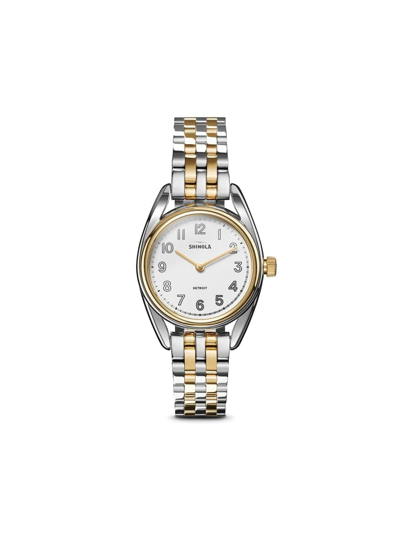 Shinola Women's Derby 30.5mm Two-tone Bracelet Watch In Silver