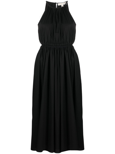 Michael Michael Kors M Michael Kors Womans Cotton Poplin Long Dress With Cut Out Details In Black