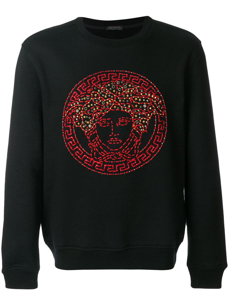 Versace Embellished Medusa Sweatshirt | ModeSens