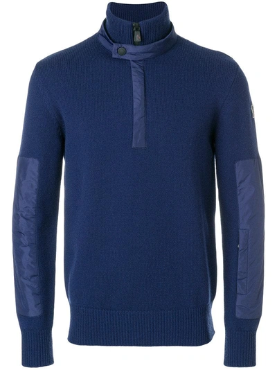 Moncler Grenoble Quarter Zip Knitted Jumper - Blue