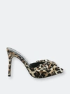 London Rag Joelle High Heel Bow Tie Leopard Print Mules In Multi