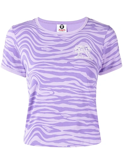Aape By A Bathing Ape Logo Zebra-print T-shirt In Purple