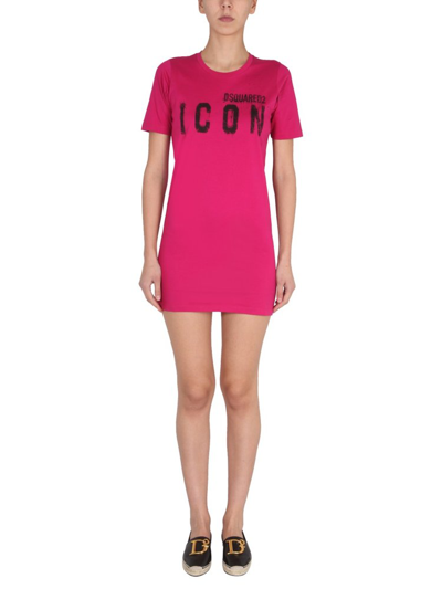 Dsquared2 Icon Printed T-shirt Dress In Purple